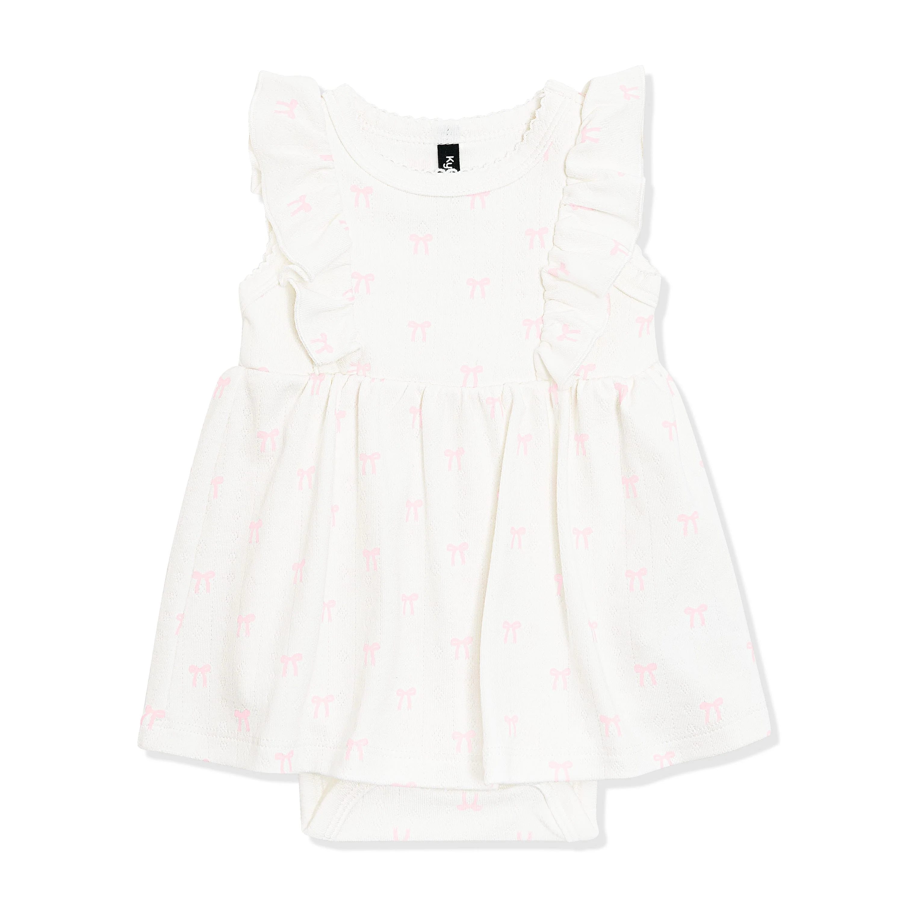 Pointelle Bodysuit Dress in Sweet Pink Bow