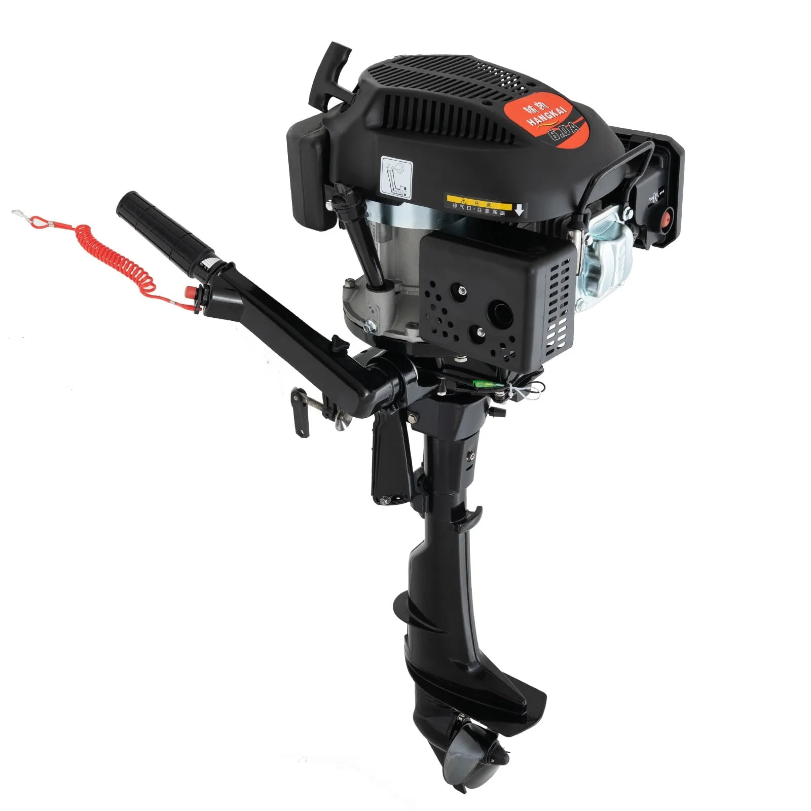 Anqidi 6HP 4 Stroke 140CC Outboard Motor Heavy Duty Inflatable Fishing Boat Gasoline Engine Manual Start TCI Air Cooling System 4500 - 5500rpm(Joystick Length 15.35in)
