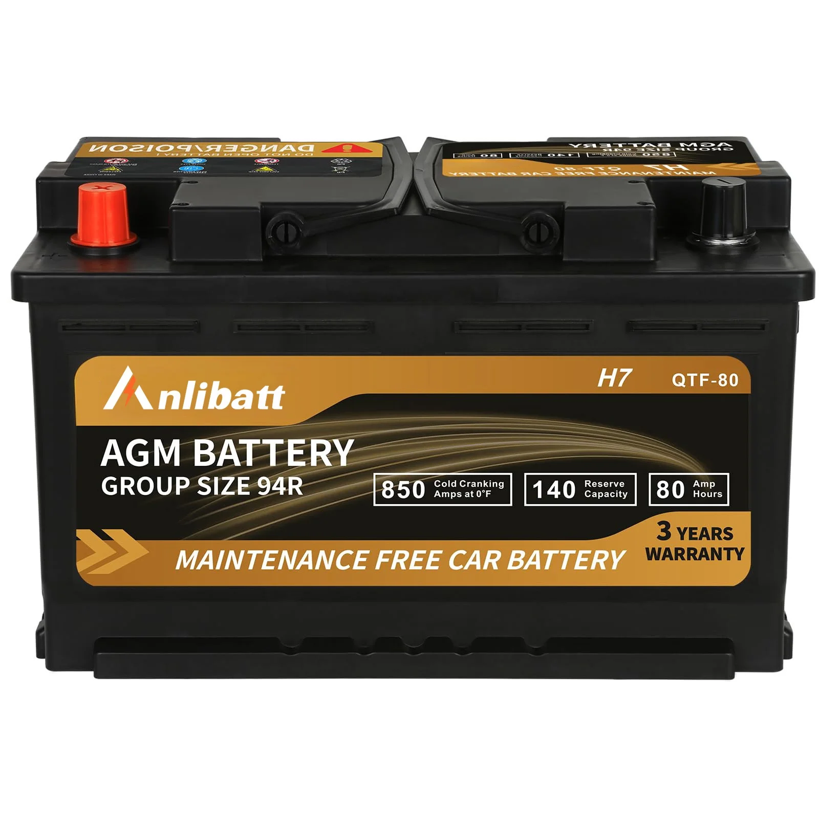 Platinum AGM Group 94R Battery, 12 Volt Rechargeable Automotive Batteries for Car, H7 850CCA 80Ah 140RC - Image 4