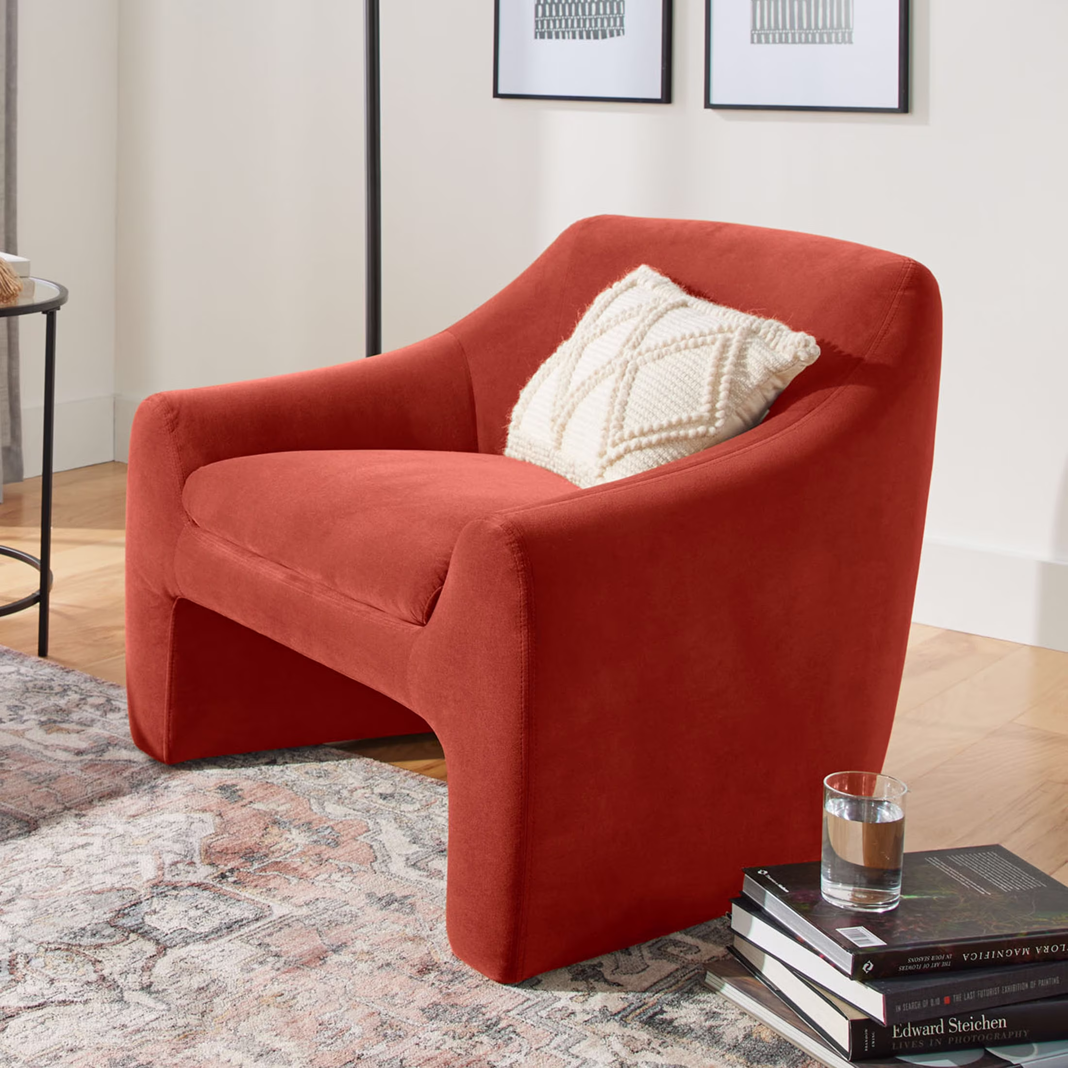 Better Homes & Gardens Emerson Curvy Accent Chair, Truffle Brown Boucle