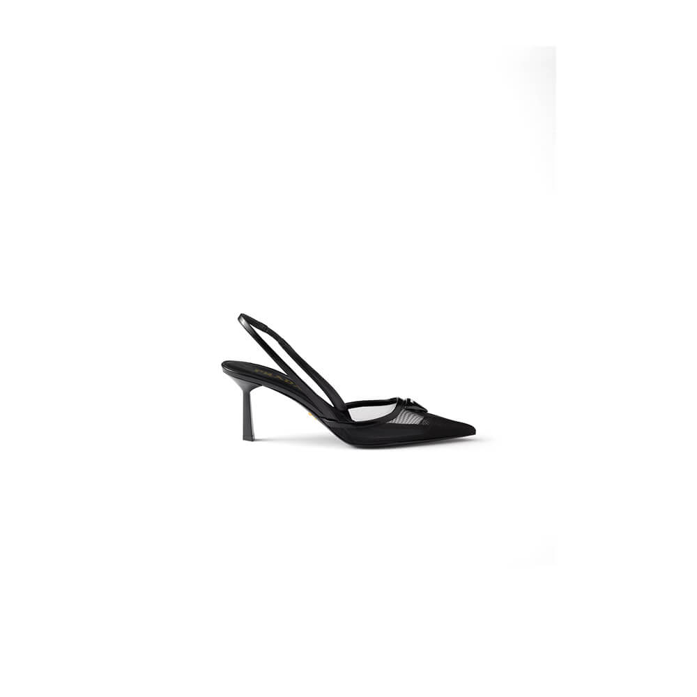 PRADA Mesh fabric slingback pumps