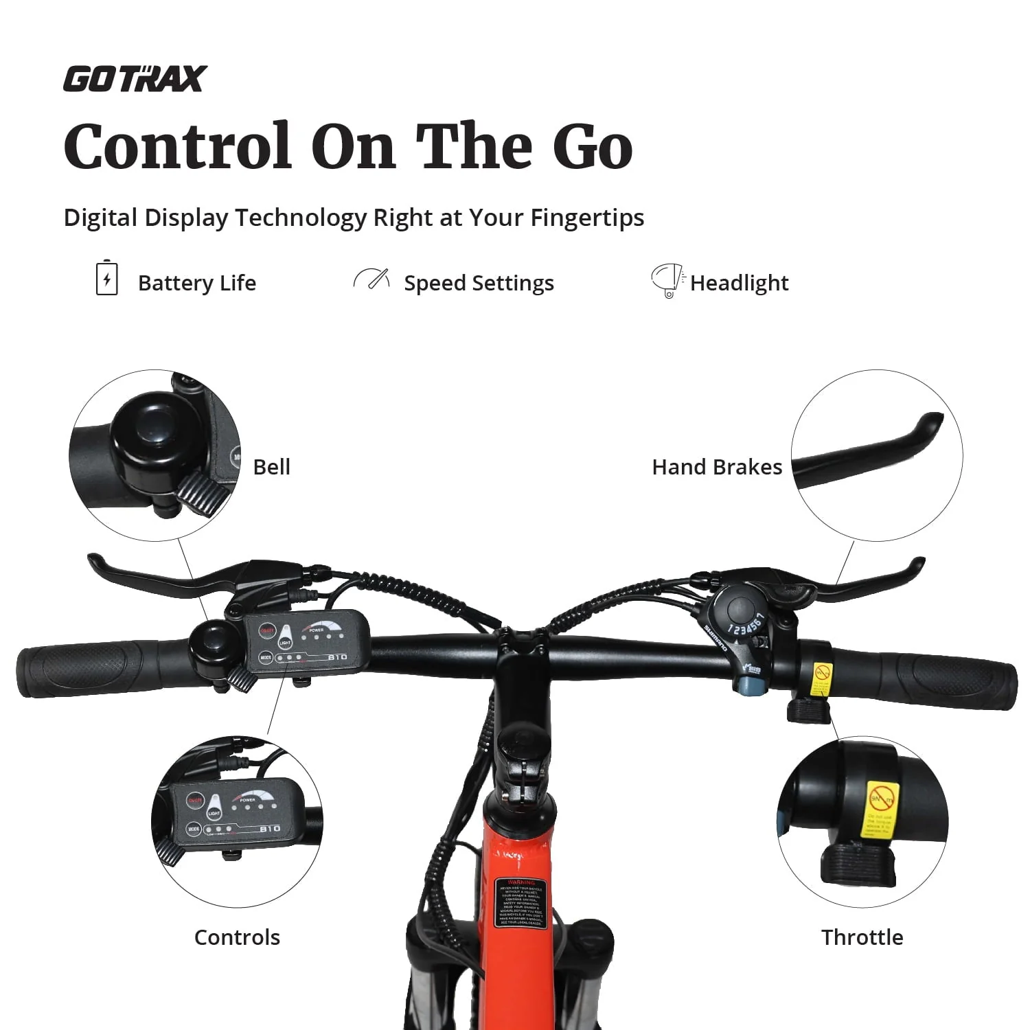 GOTRAX Traveler 29" Adult Electric Bicycle, 500W Motor up 20mph Commuter E Bikes for Adults, Orange Image 7