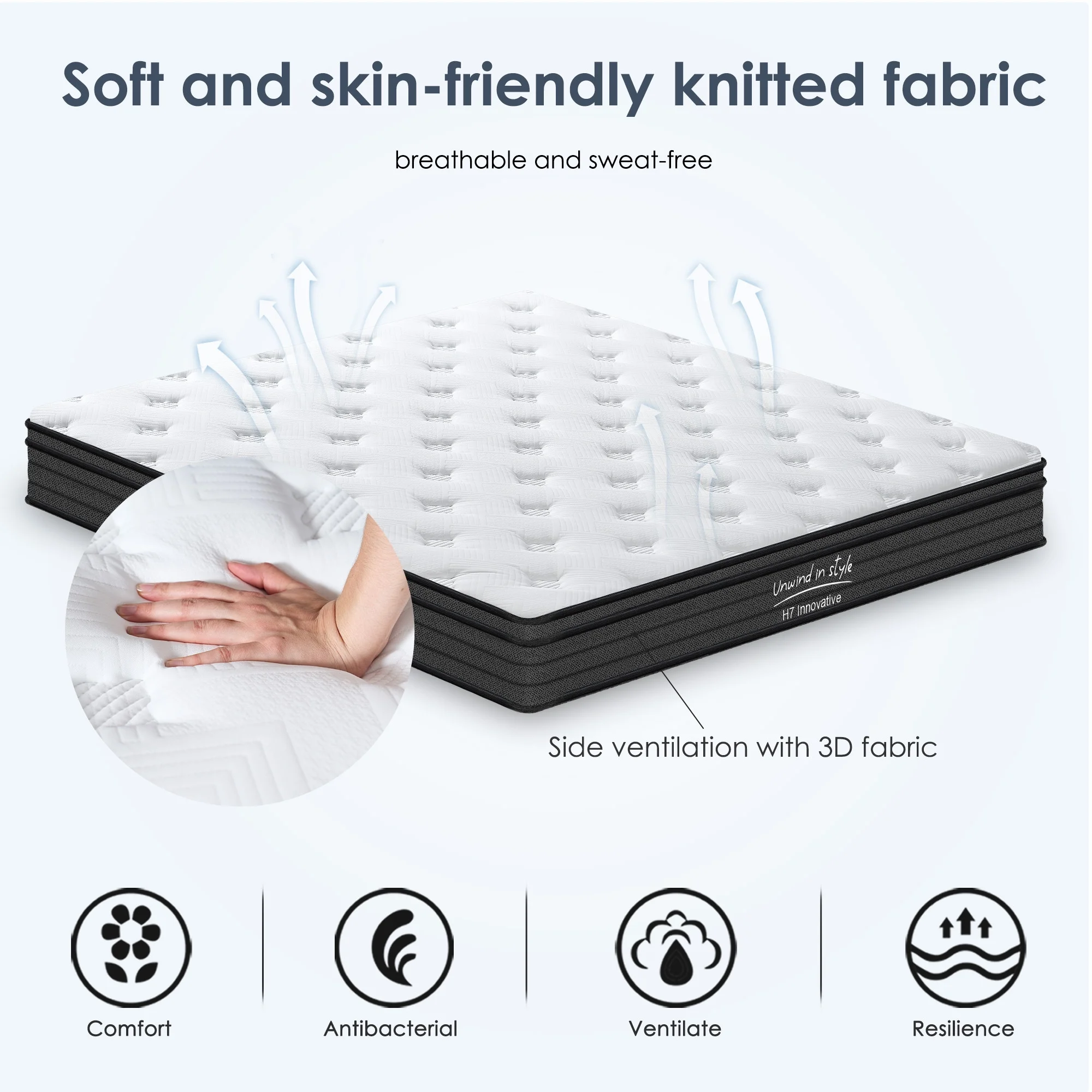 Adult 10 Inch King Hybrid Mattress Memory Foam Mattress Medium Firm Pocket Spring Bed Mattress(King/10 in) - Image 5