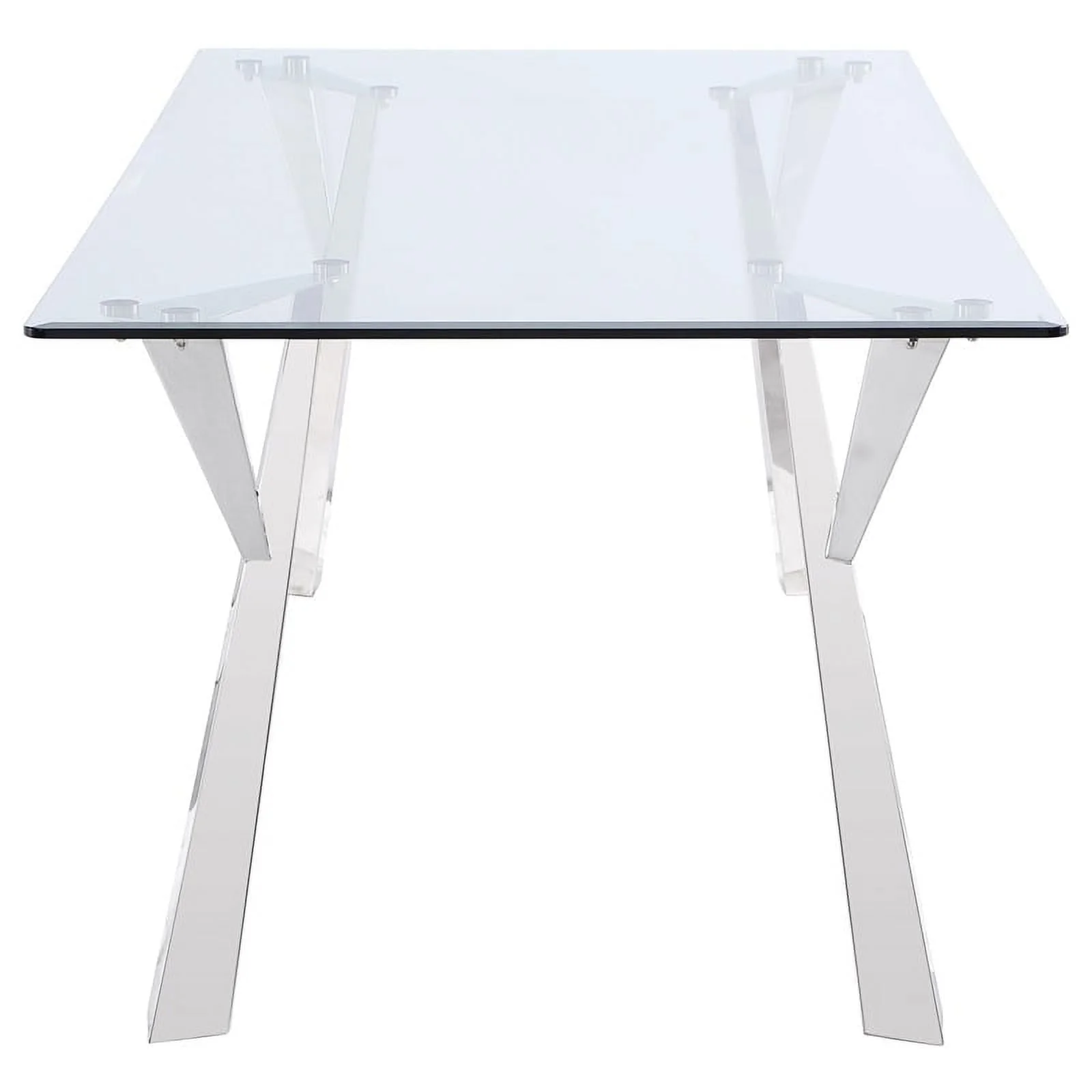 Rectangular Glass Top Dining Table Clear and Chrome Image 3