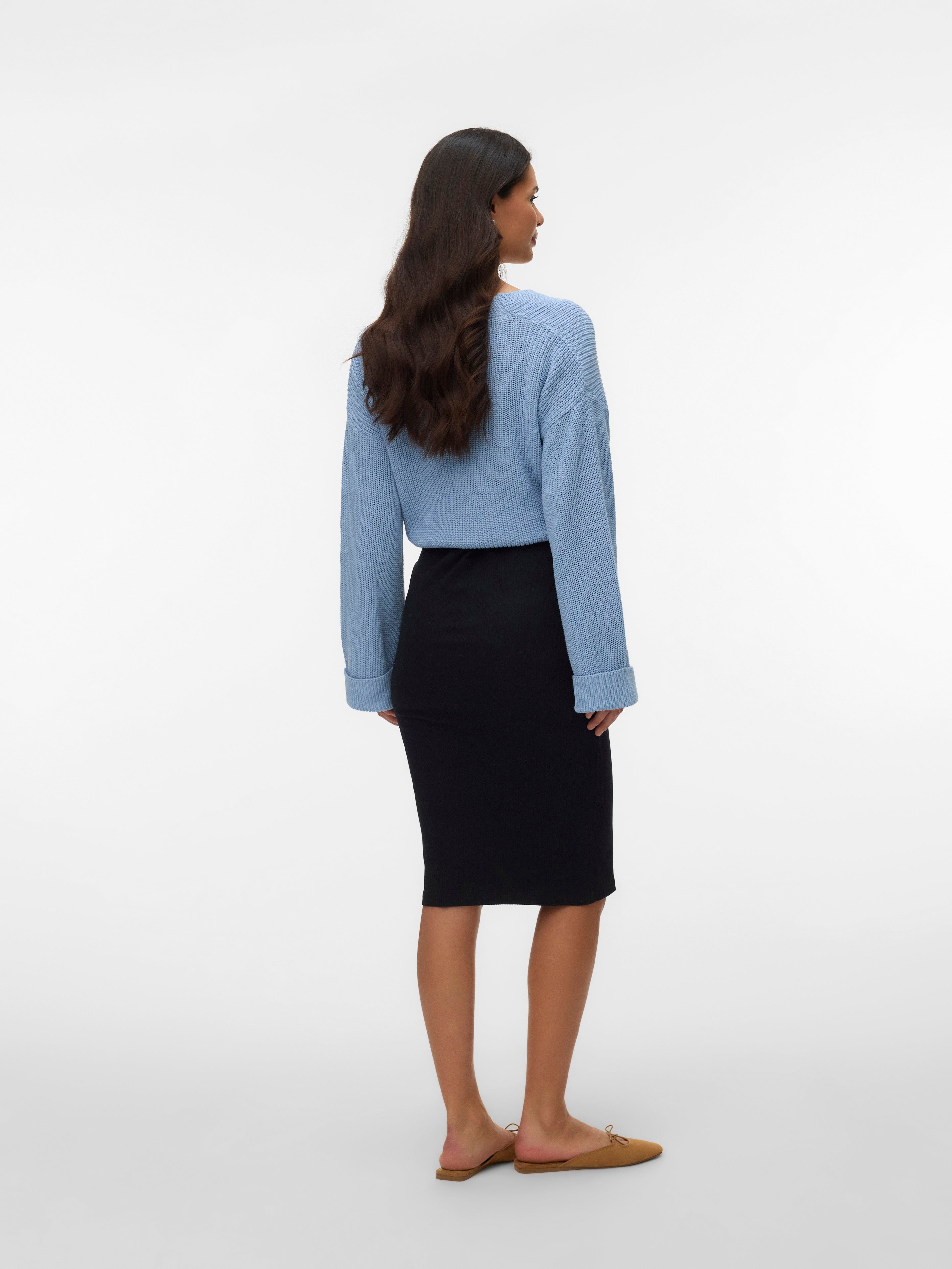 VERO MODA® Regular Fit V-Neck Fold-up cuffs Dropped shoulders Pullover