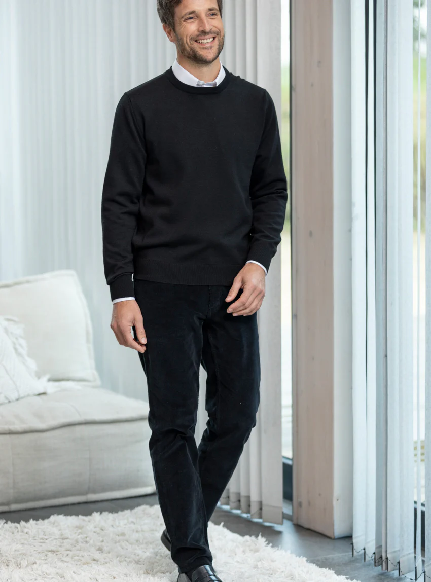 Pantalon homme velours côtelé en coton Noir Anthracite