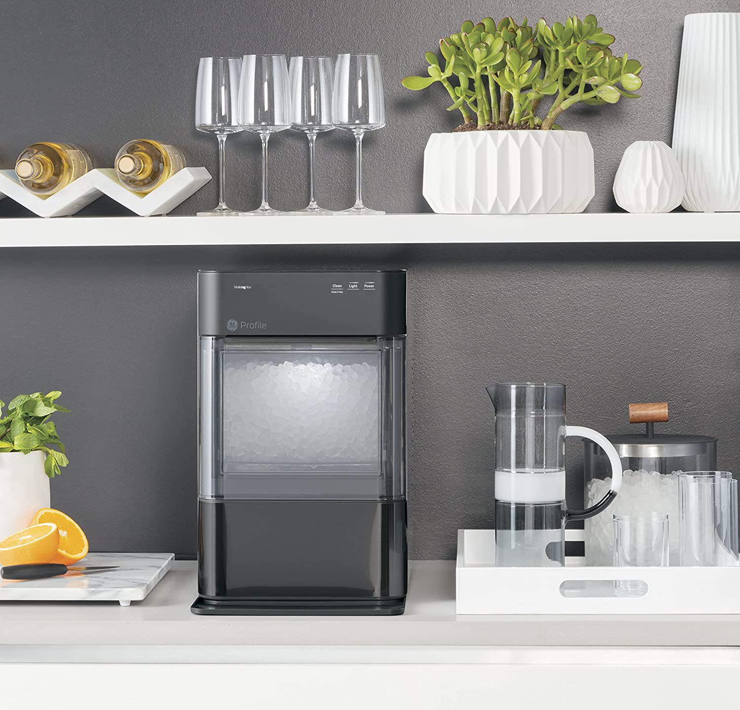 2.0 Countertop Nugget Ice Maker | Ice Machine with Wifi Connectivity | Smart Home Kitchen Essentials | Black Stainless