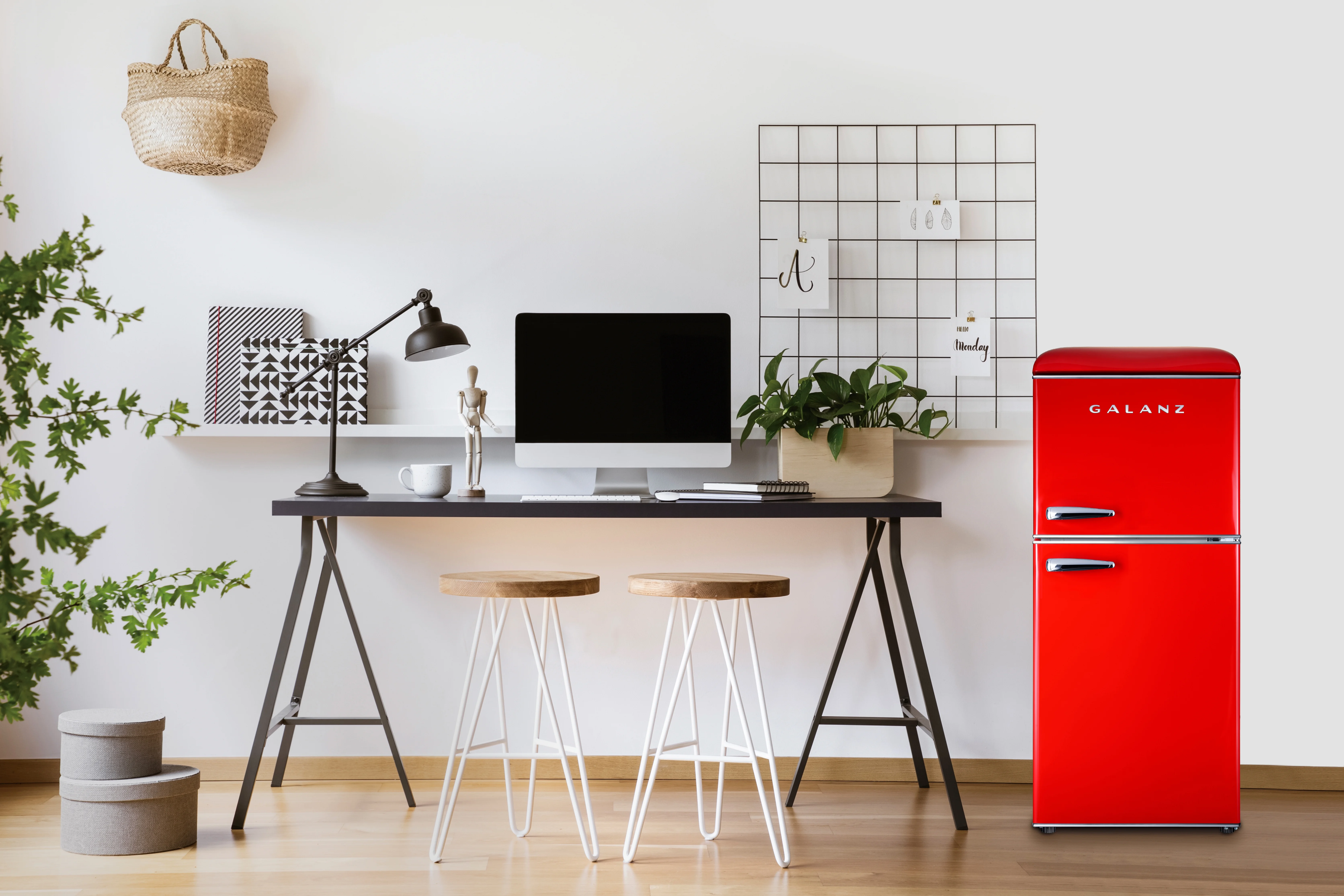 4.0 cu ft Retro Two Doors Refrigerator, Red - Image 5