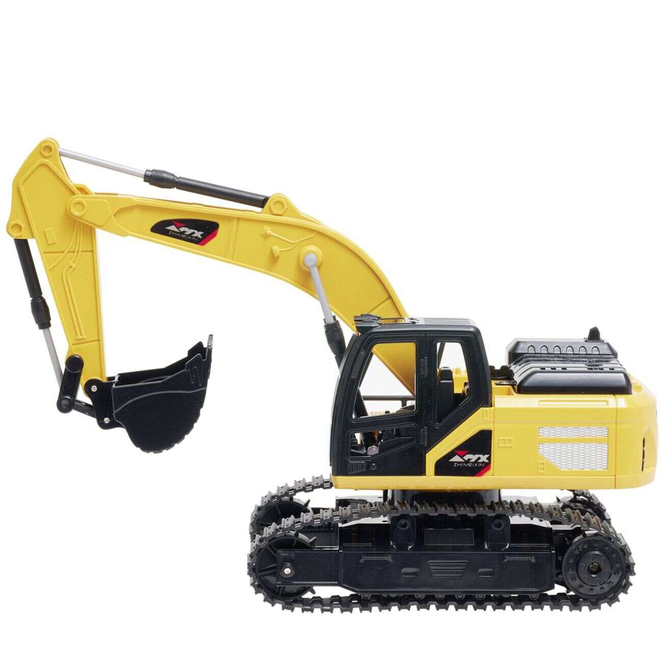 Pelleteuse radiocommandée plastique jaune et noir 32x12xH18cm