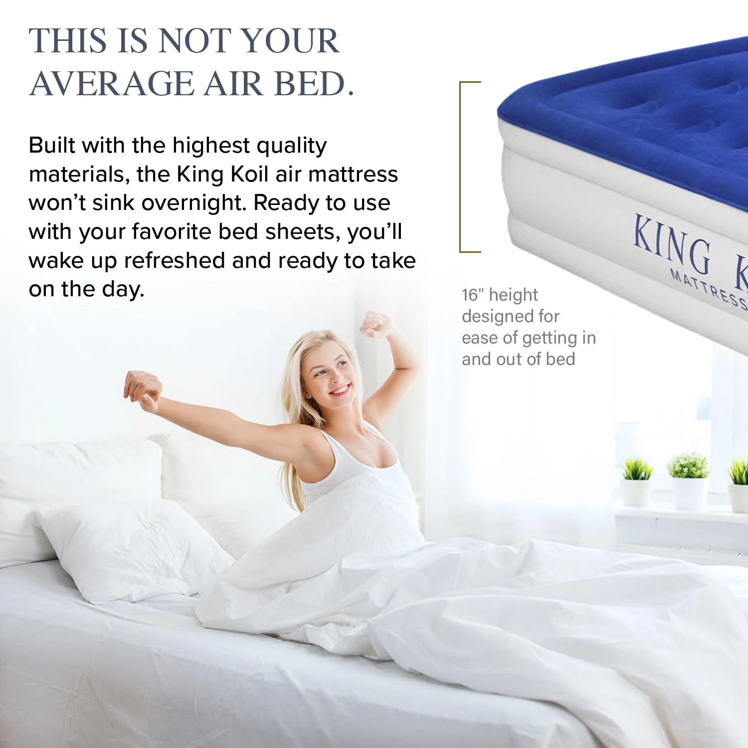 Luxury Twin Air Mattress with Built-in High Speed Pump for Camping, Home Guests Twin Size Double High Airbed Luxury Inflatable Blow Up Mattress Waterproof - Image 3