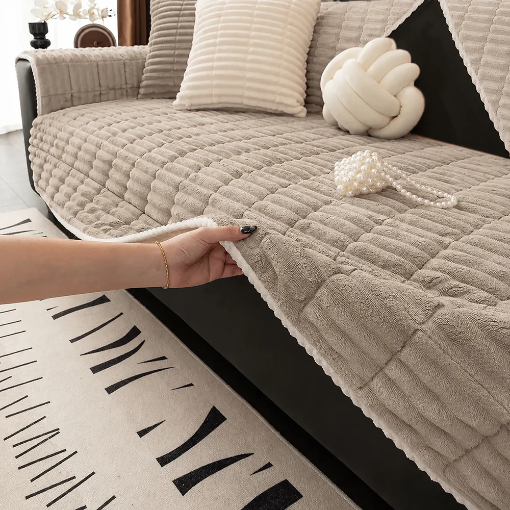 Waterproof Cozy Flannel Sofa Protection Non-Slip Couch Cover