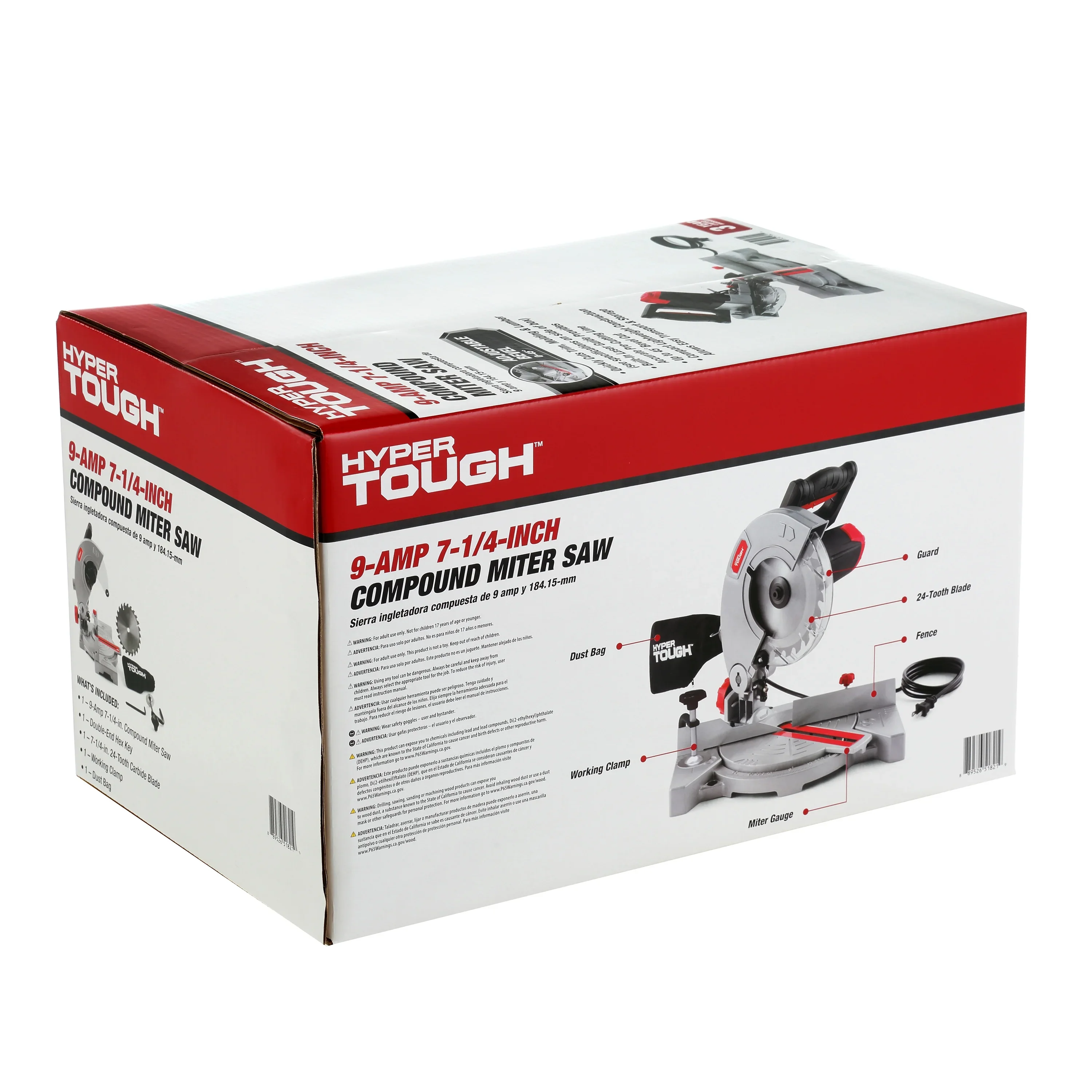 Hyper Tough 9A 7-1/4 inch Corded Compound Miter Saw, New Condition