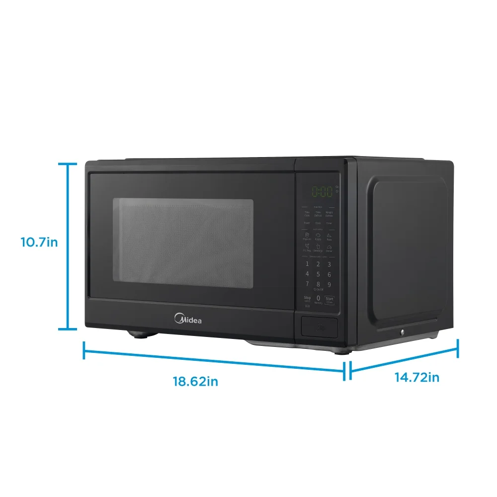 Midea 0.9 Cu. Ft. Countertop Microwave Oven, 6 Auto Programs, 10 Power Level, Black, EM9P022CVPMB