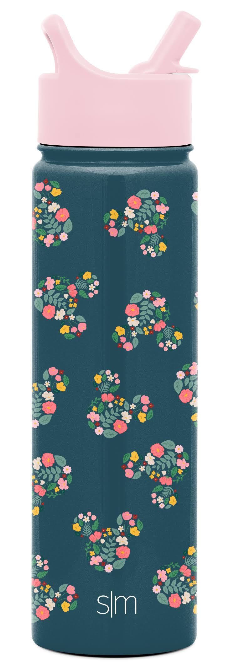 Simple Modern Disney Water Bottle with Straw Lid Insulated Stainless Steel Thermos | Leak Proof Flask | Summit | 22oz Mickey Mouse Floral Riptide