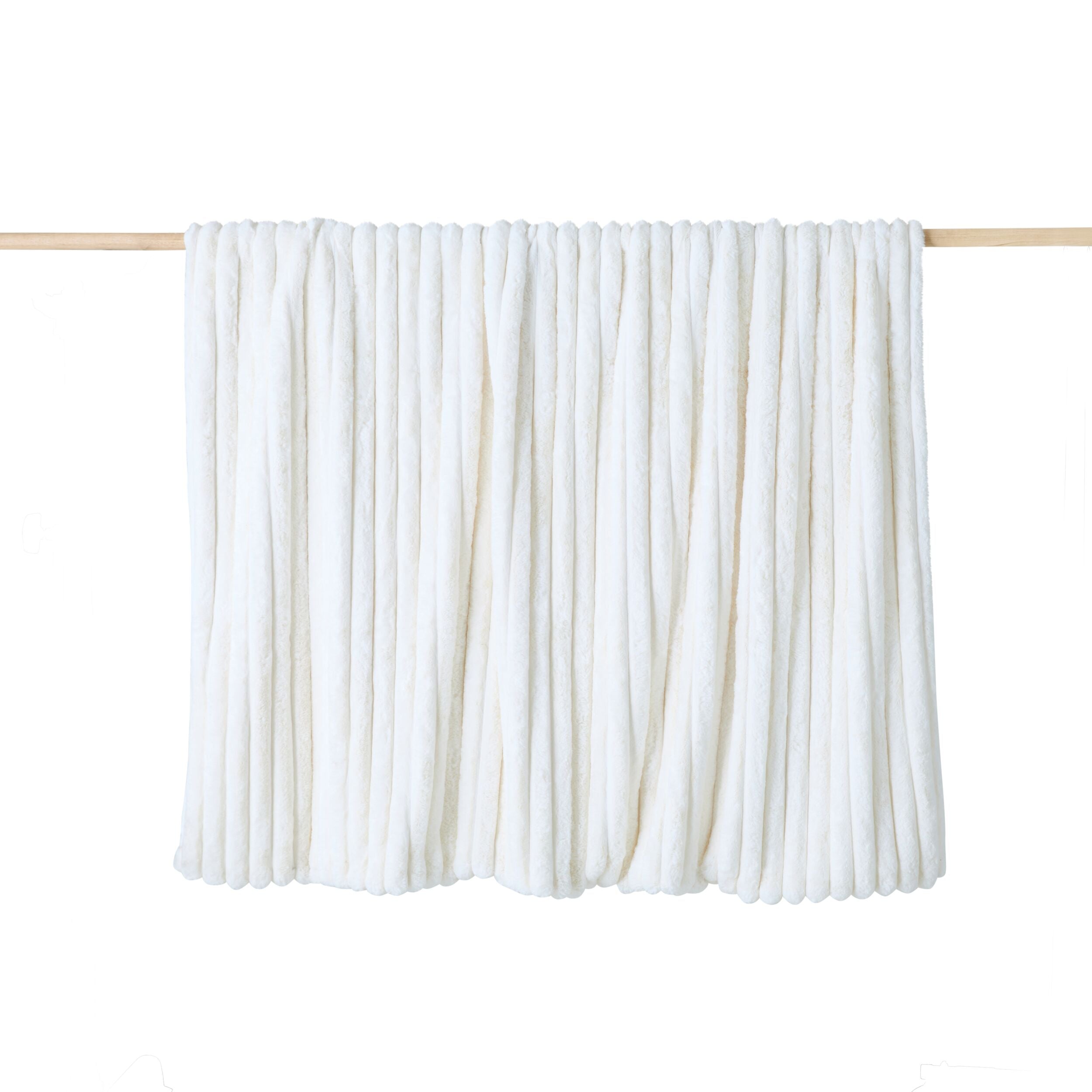 Luxe Rib Faux Fur Blanket Antique White 150x200cm