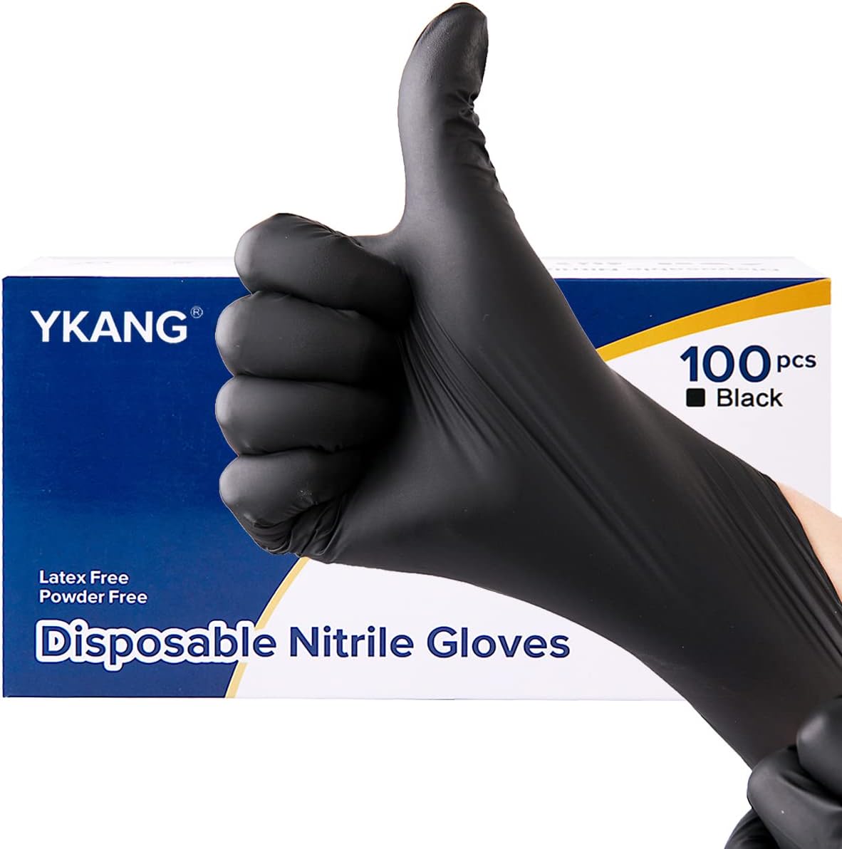 YKANG Black Disposable Nitrile Gloves, Latex Free Food Safe Cooking Gloves