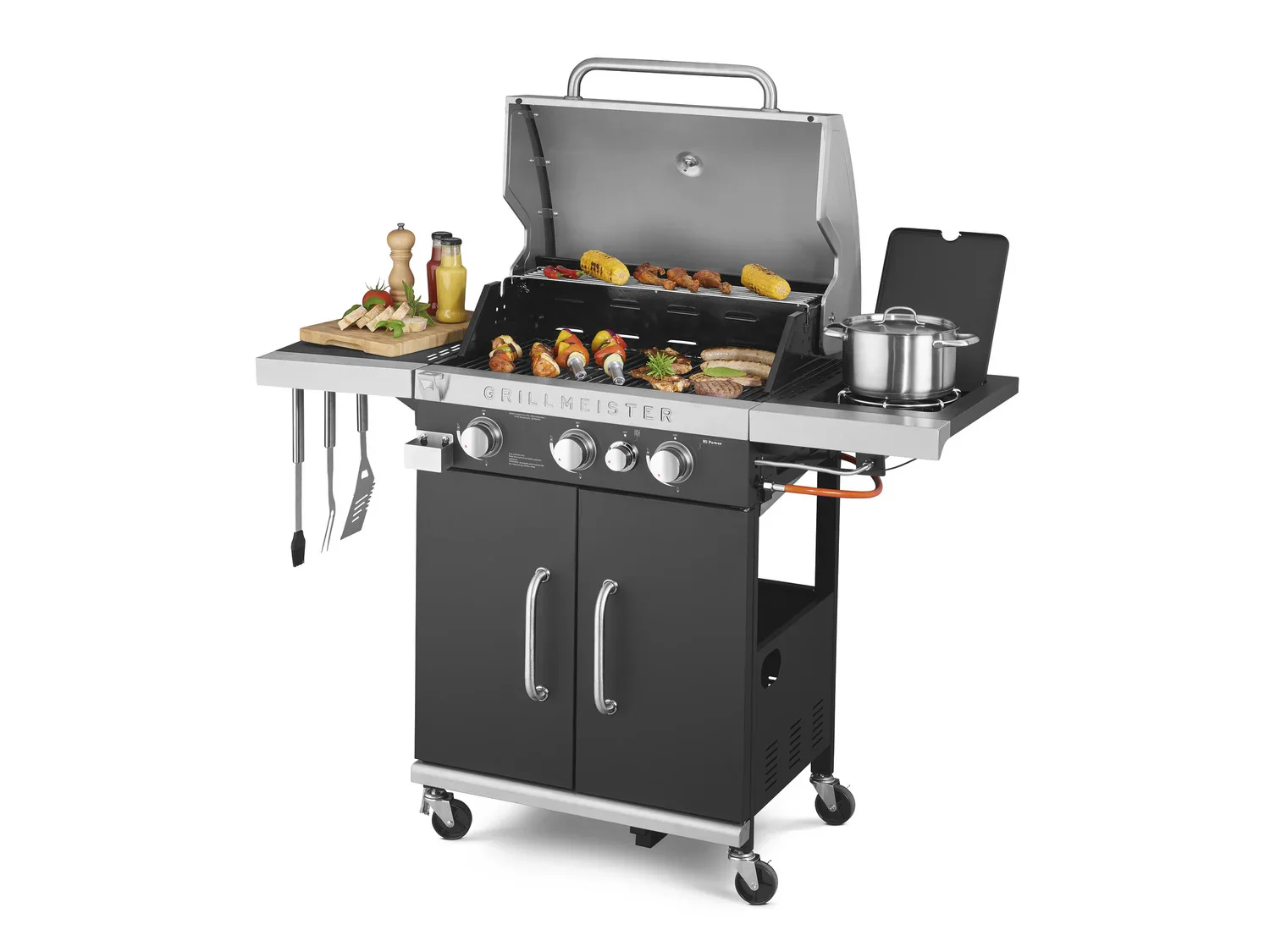 GRILLMEISTER Barbecue  gaz, 3 brleurs, 4 zones de cuisson