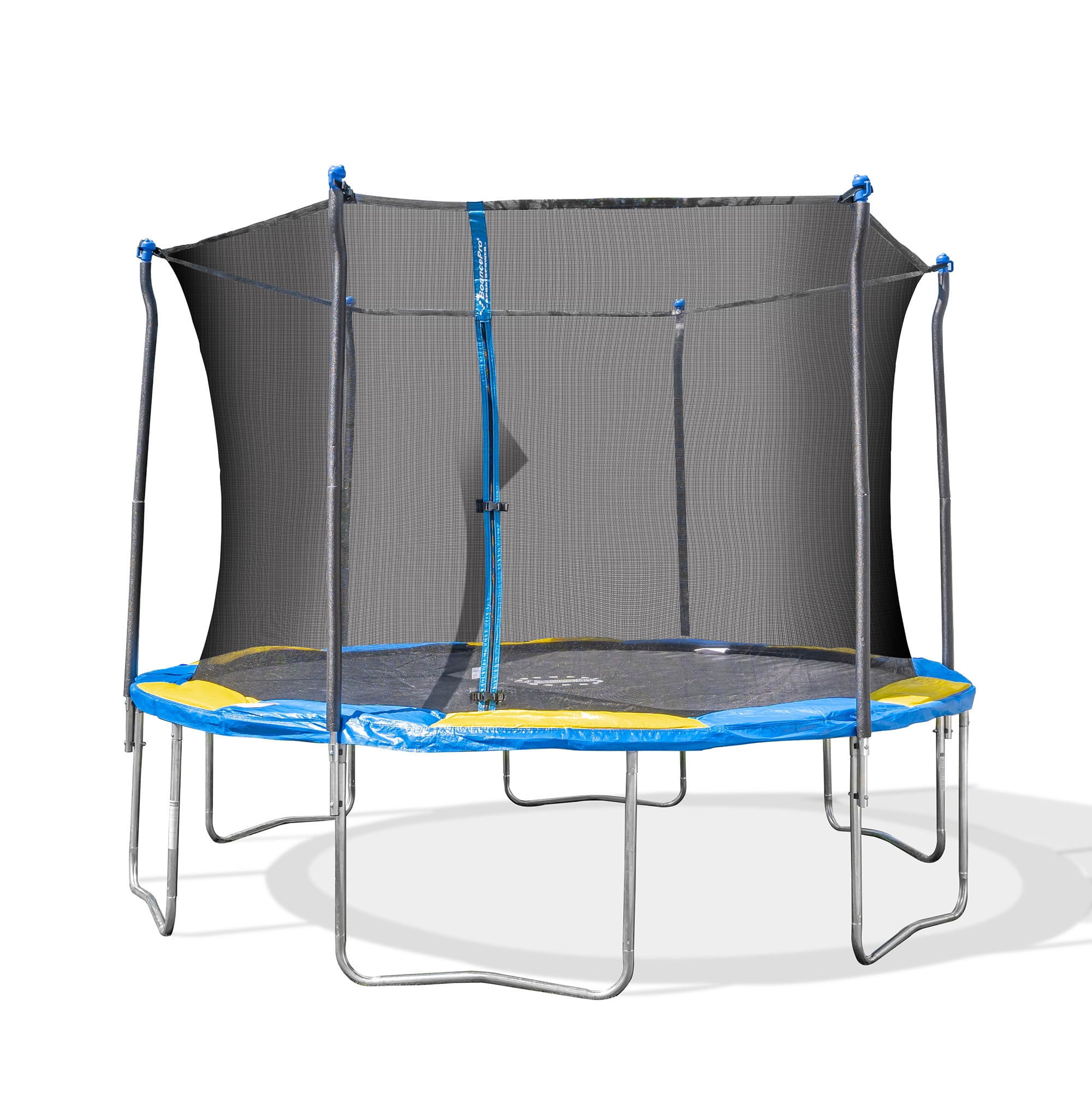 Bounce Pro 12' Round Trampoline with Safety-Enclosure in Blue and Yellow(Trampoline) - Image 2
