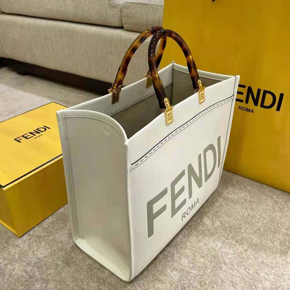Fd Women Sunshine Medium Leather Shopper-White