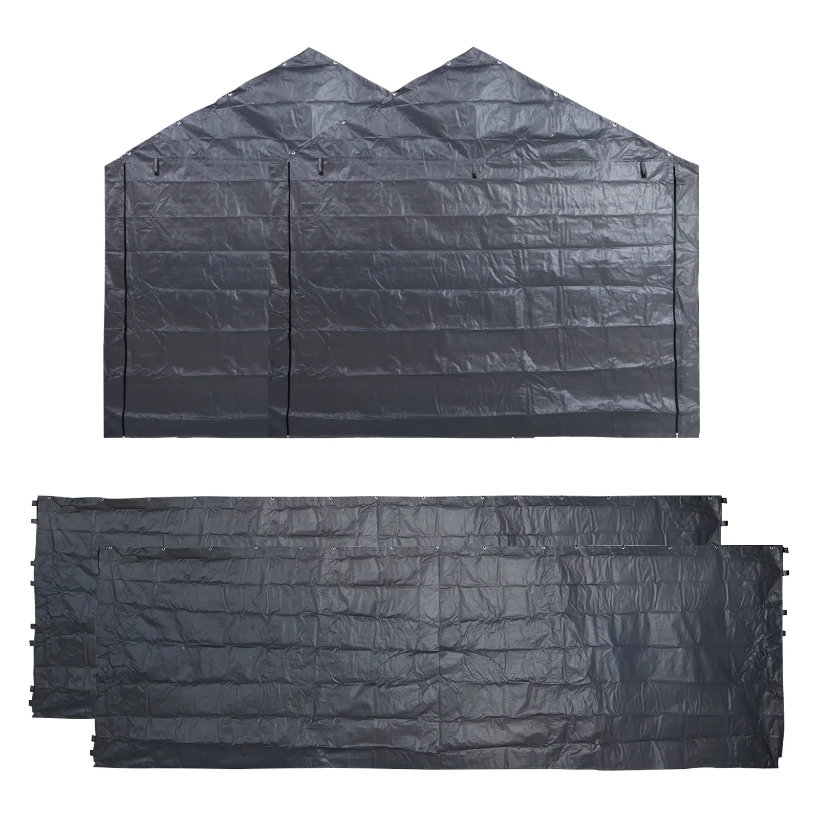 10x20 ft Weather Carport Sidewall Tarp Replacement, Dark Grey- TopFrame Not Included(10' x 20'/Dark Grey) - Image 9