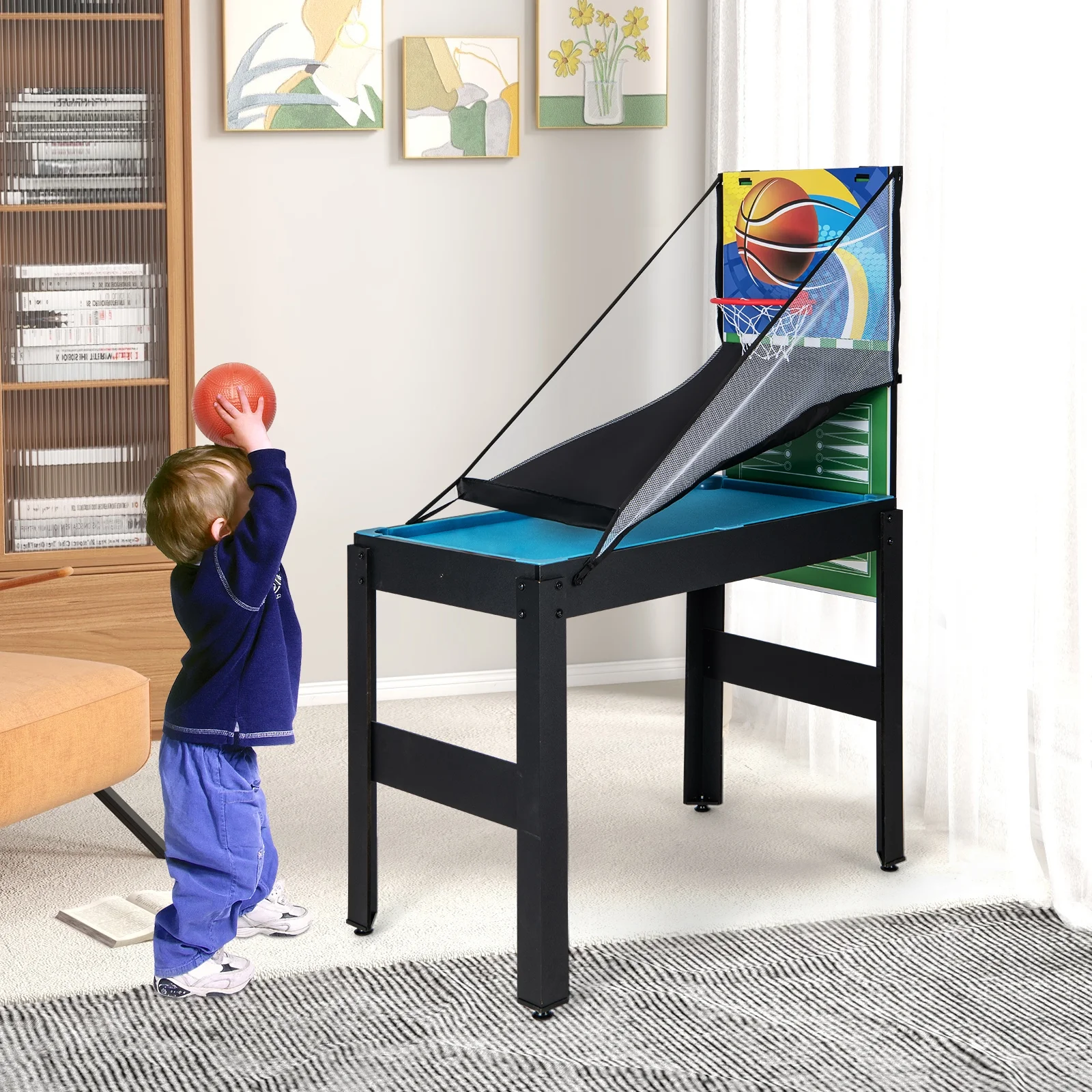 Costway 14 - in - 1 Combo Game Table Set with Foosball Air Hockey Ping Pong Chess Shuffleboard