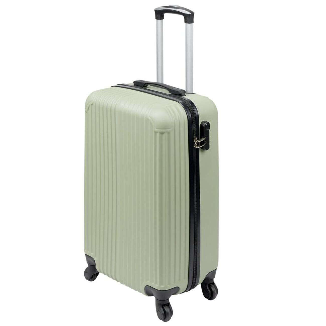 Valise rigide 50L trolley 4 roulettes plastique ABS vert 39,5x24xH60,5cm