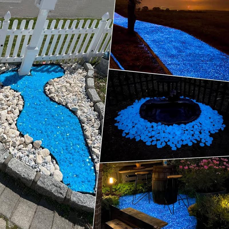 Namtso Glow in The Dark Rocks Outdoor, 500pcs Blue Glow Rocks for Landscaping, Walkway Pathway Backyard, Aquarium & Fish Tank Glowing Rocks