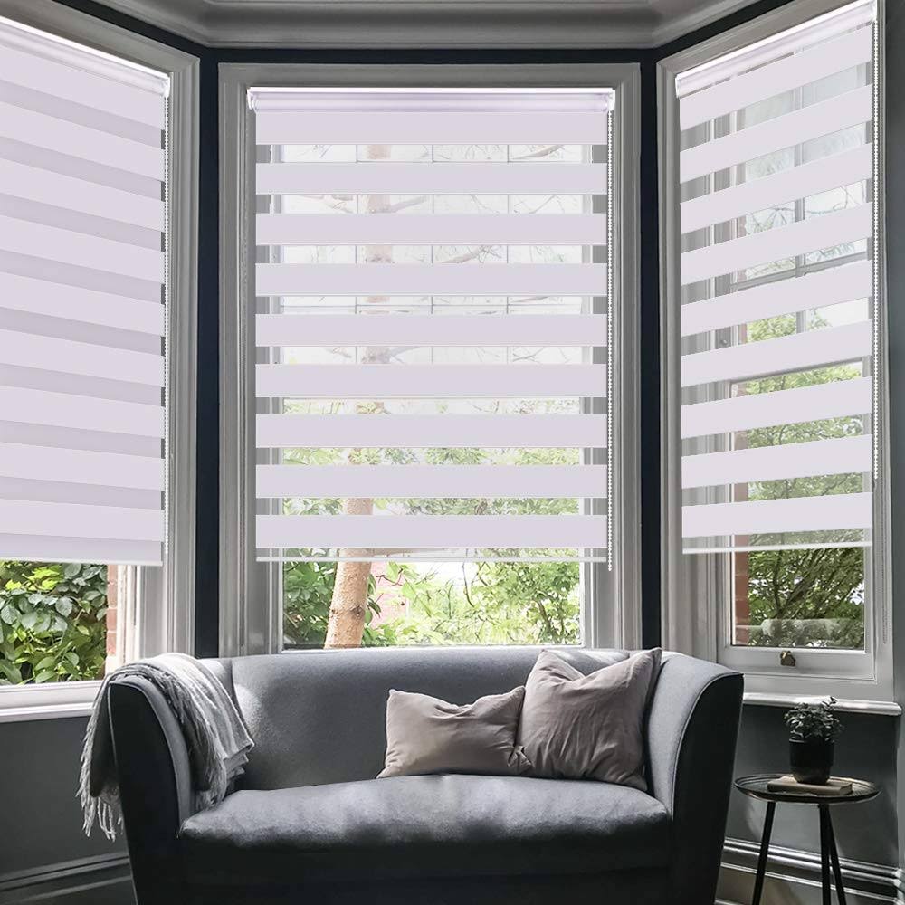 Luckup Horizontal Window Shade Blind Zebra Dual Roller Blinds Day and Night Blinds Curtains,Easy to Install 41.3