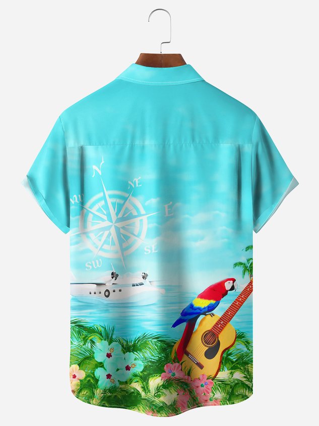 Retraité, ce n'est plus mon problème. Chemise hawaïenne à manches courtes et poche poitrine.