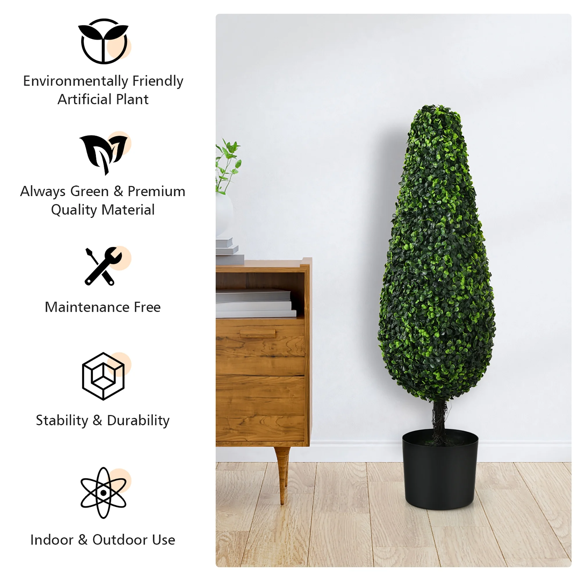 2 Pack 3FT Artificial Tower Topiary Tree UV Resistant Indoor Outdoor - Image 4
