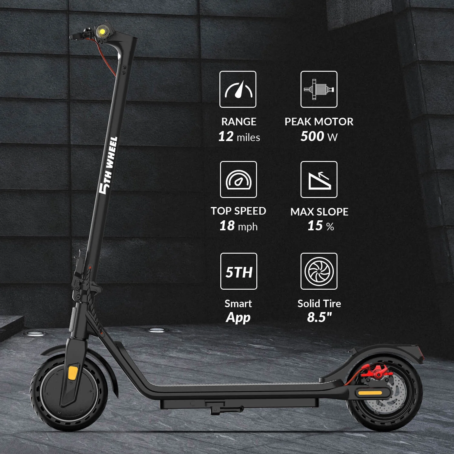 W16S 300W Electric Scooter with Turn Signal, 8.5�� Solid Tires, 18mph 12Miles Range, Folding Commuting E-Scooter for Adults with APP Control - Image 5