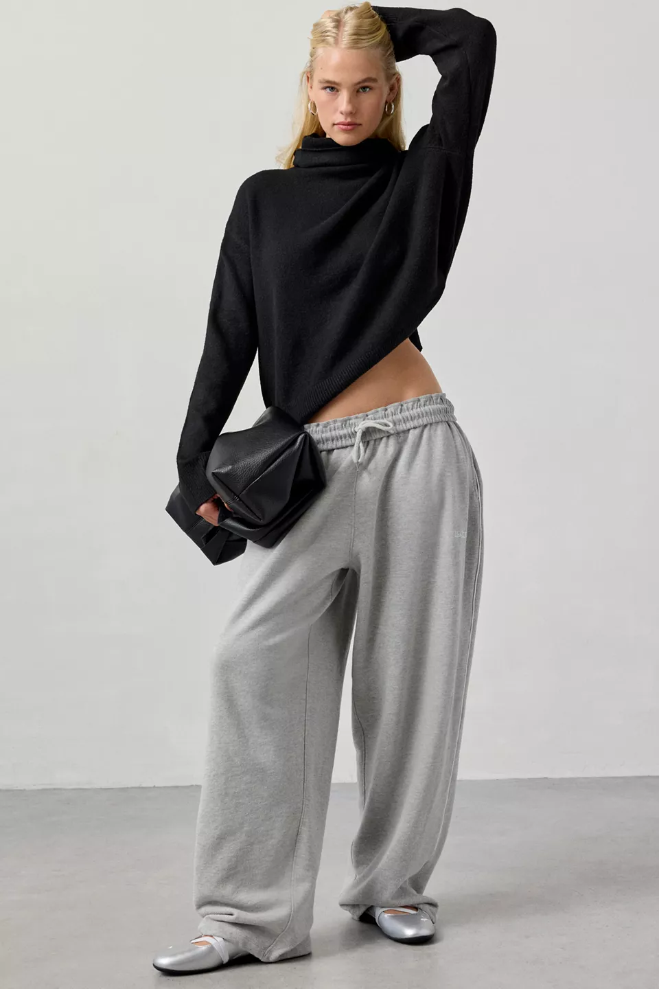 Harri Wide Leg Jogger Pants-Grey