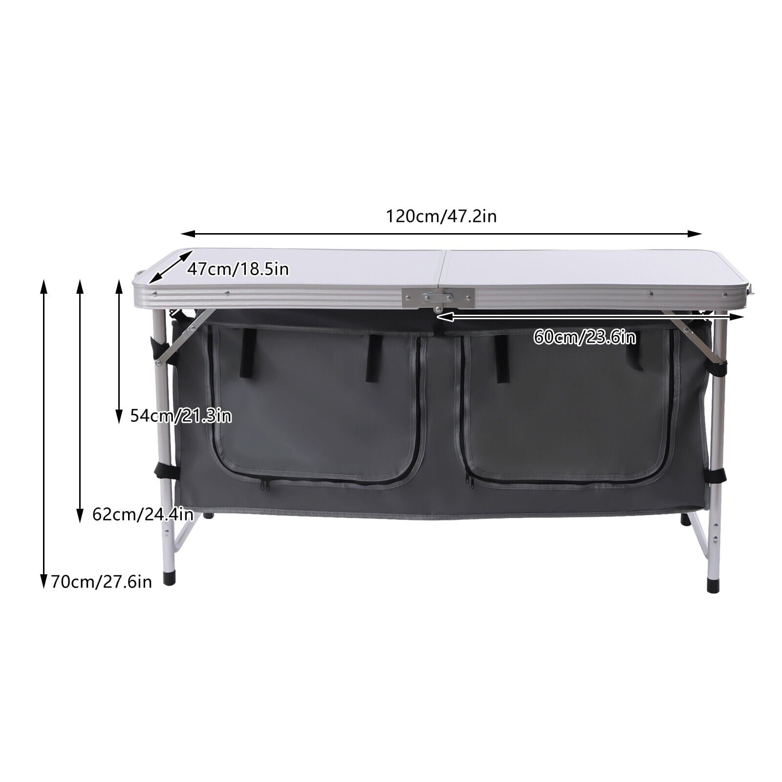 Aluminium Camping Table Kitchen Unit Folding Storage Outdoor Cook Station w/ Bag