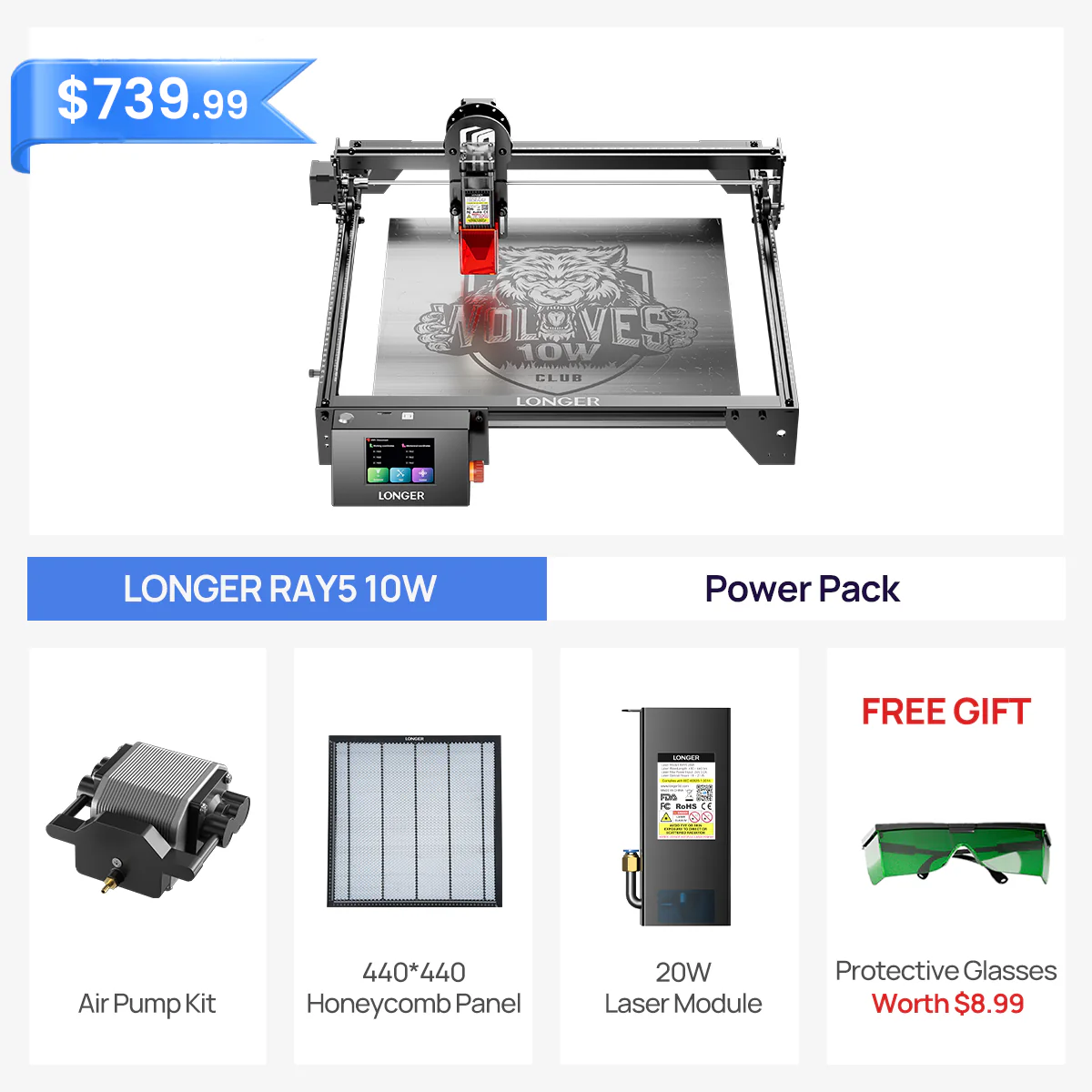 Graveur laser RAY5 10W/20W plus long