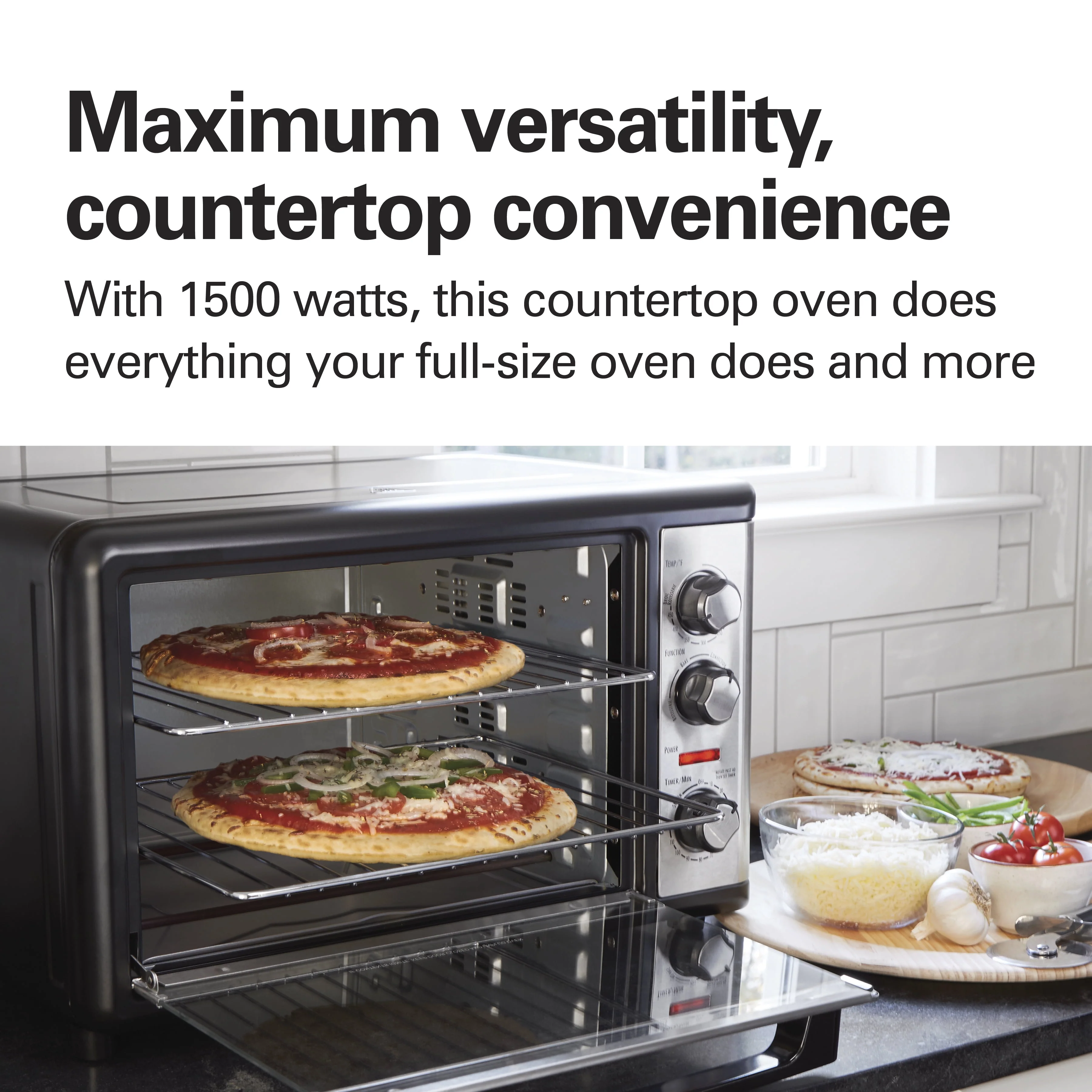 Hamilton Beach Countertop Oven with Convection and Rotisserie, Baking, Broil, Extra Large Capacity, Stainless Steel, 31108 Image 2