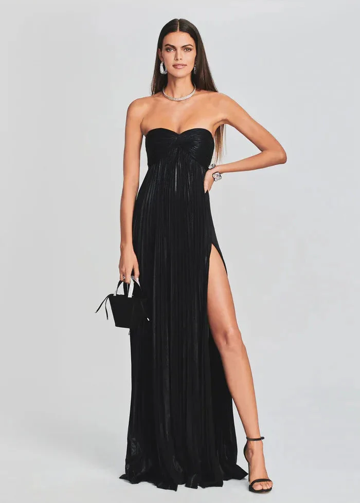 Robe de soirée chic argentée sans bretelles