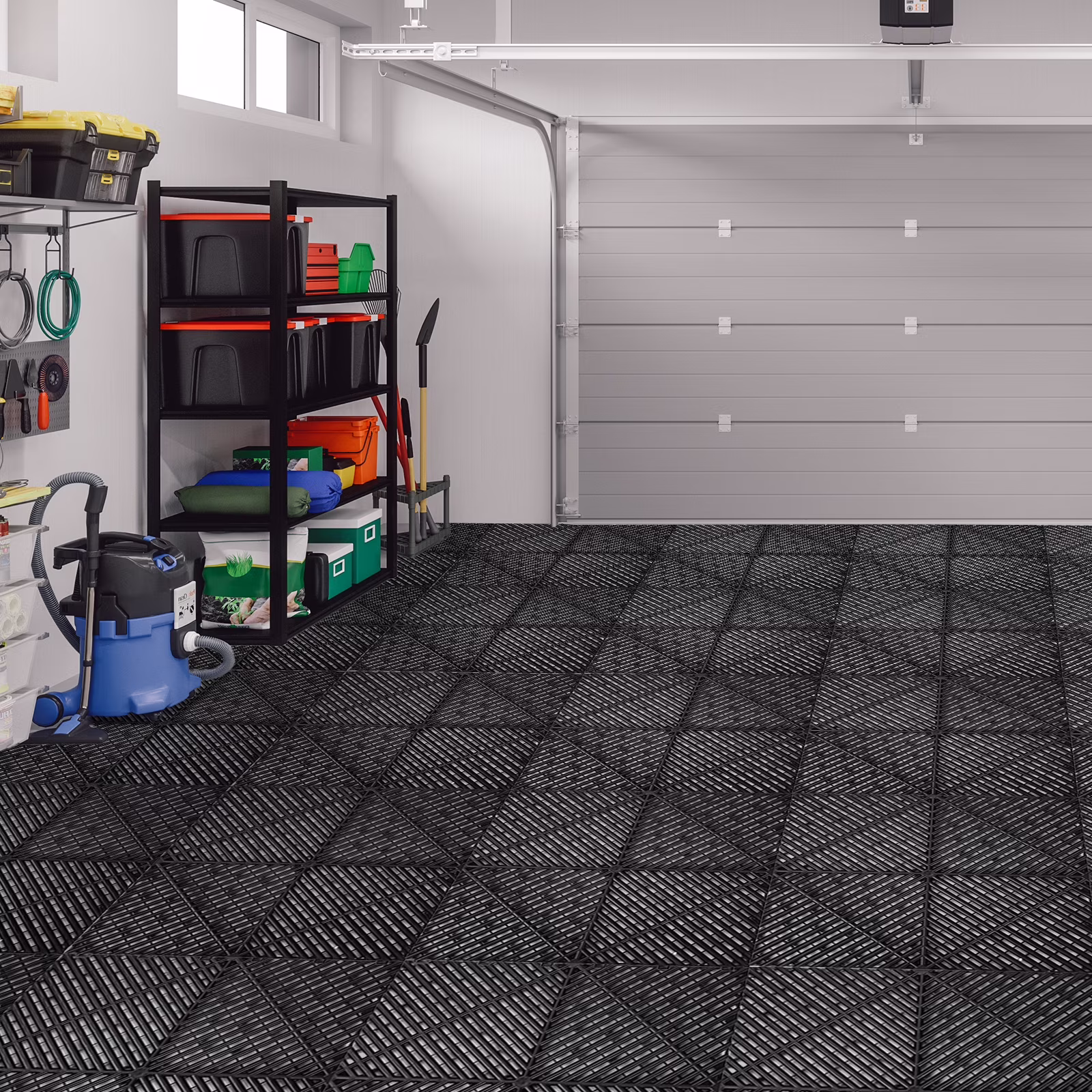 Garage Floor Tiles Interlocking 15.75x15.75 in 50pcs Garage Flooring Tiles Black(Black 50Pcs) - Image 8