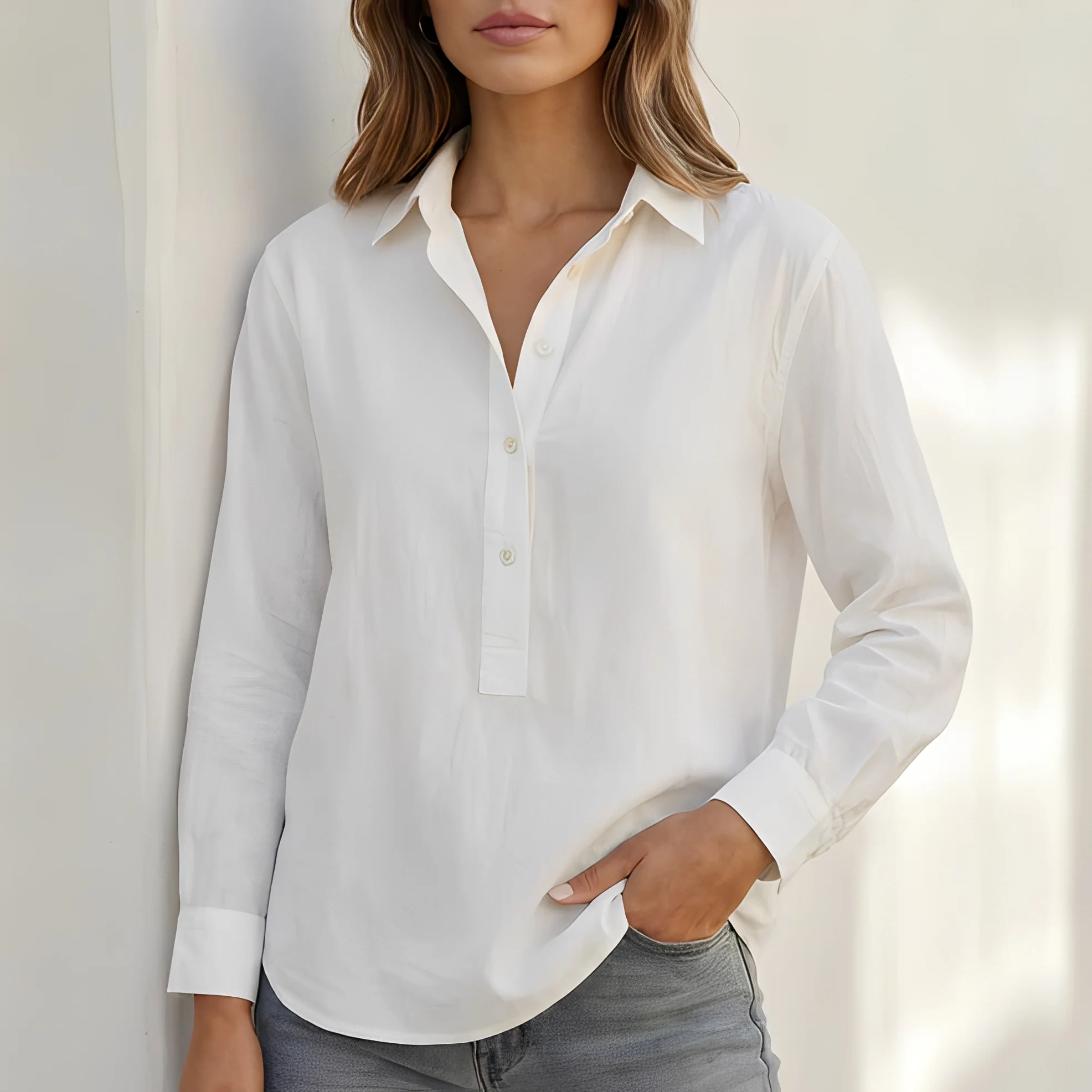 Andy - Blouse élégante à col en V pour femme
