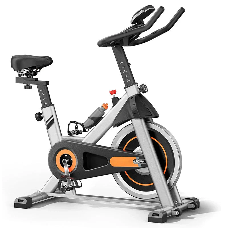 Patin de frein pour vélo d'appartement/vélo stationnaire magnétique - Vélo avec support pour tablette et coussin de siège confortable