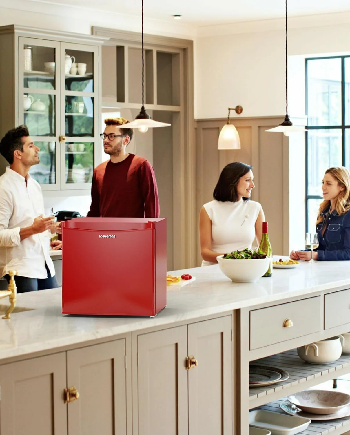 1.7 Cu.ft Mini Fridge with Freezer, Dorm Essentials, Adjustable Thermostat, Energy Saving, Low Noise, Single Door Compact Refrigerator for Dorm, Office, Bedroom, Red-FR17(Red) - Image 9