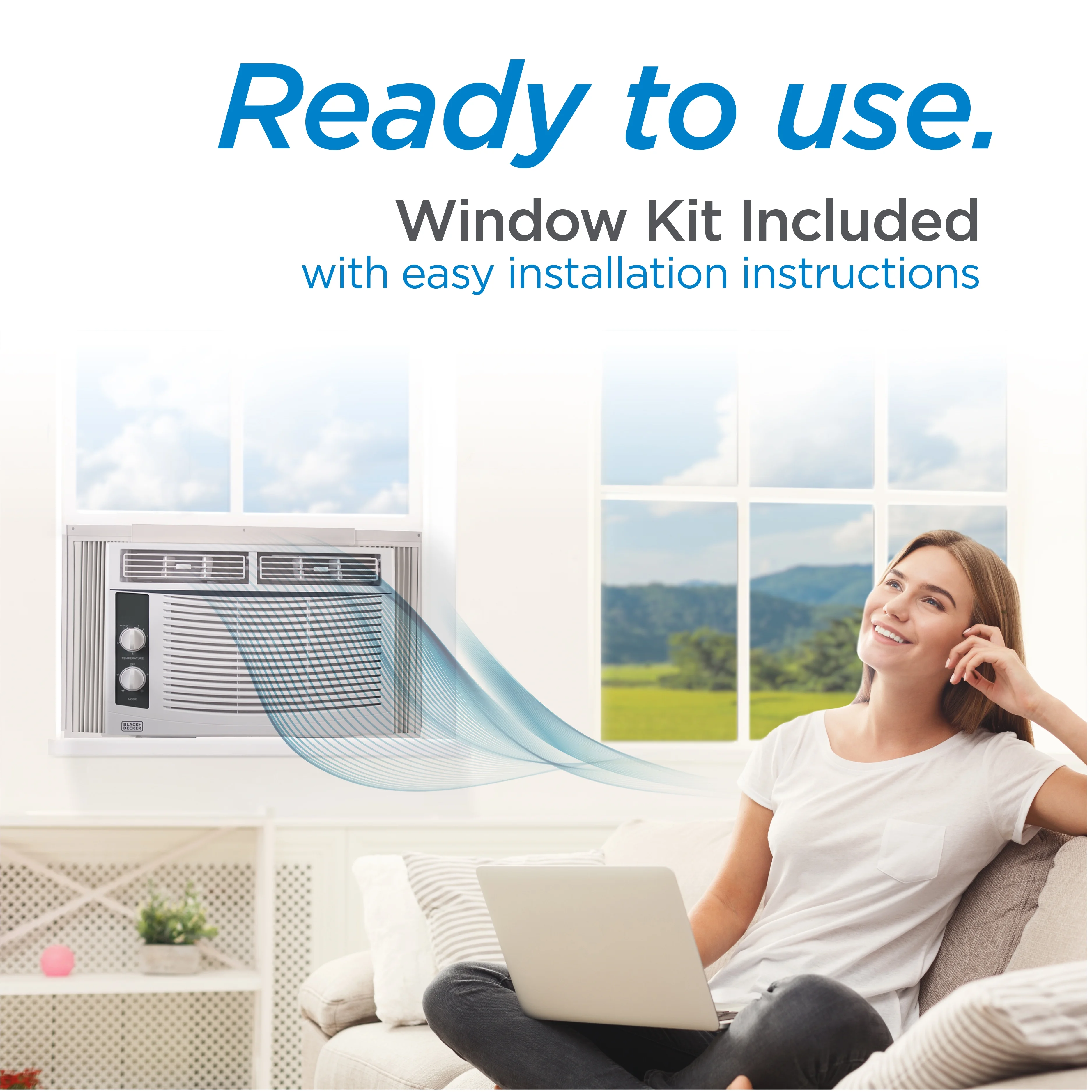 BLACK+DECKER BWAC05MWTB 5, 000 BTU Window Air Conditioner Unit, AC Cools up to 150 Square Feet, Energy Efficient, White