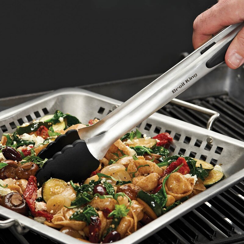 Grillwok perforert 39x35 cm rustfritt stål