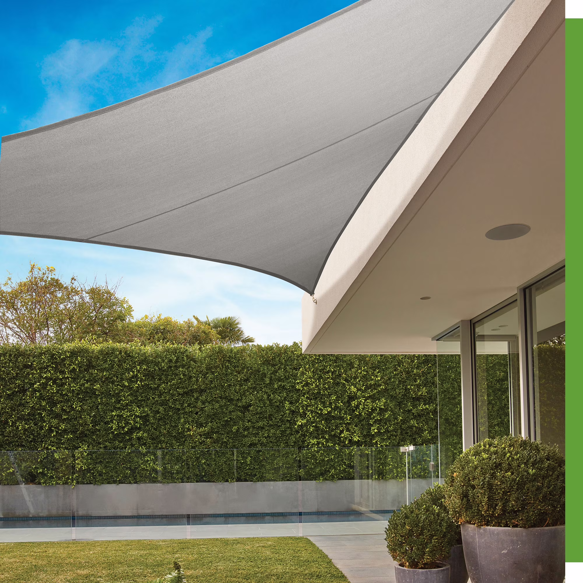 Coolaroo Premium Outdoor Sun Shade Sail with Hardware Kit 95% UV Block Protection for Backyard, Garden, Patio, 16'5 Triangle, Stone