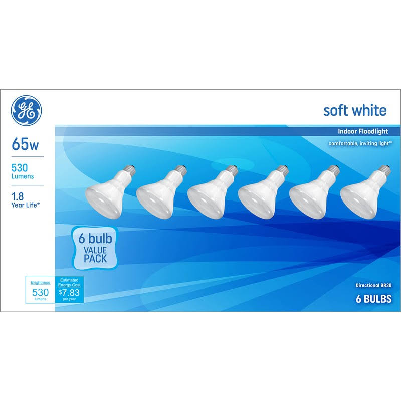 GE 65 W Indoor Floodlight Bulbs - 6 pack