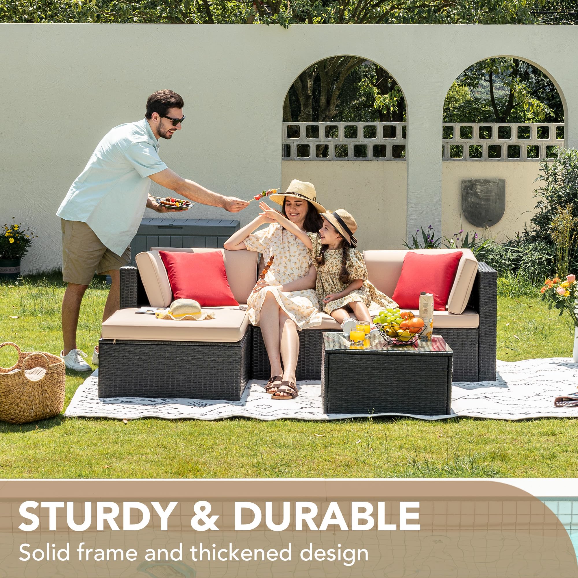 Devoko 5 Pieces Patio Furniture Sets All Weather