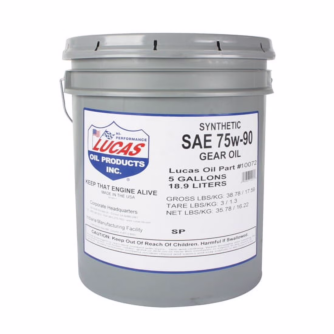 10072 SAE 75W-90 Synthetic Racing Gear Oil, 5 Gallon