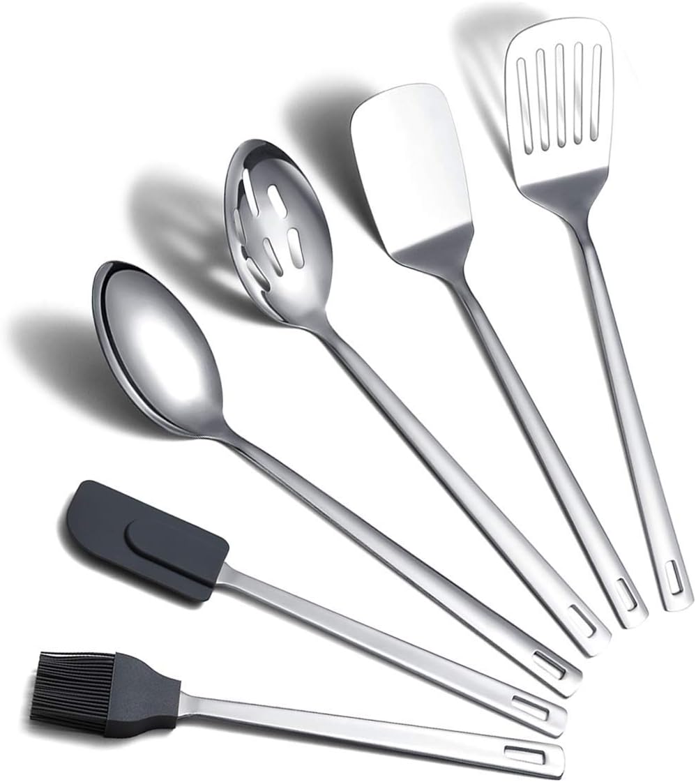 Stainless Steel Cooking Utensils Set, Berglander 13 Pieces Kitchen Utensils Set, Kitchen Tools Set With Utensil Holder Non-Stick And Heat Resistant, Dishwasher Safe, Easy to Clean (13 Pieces)