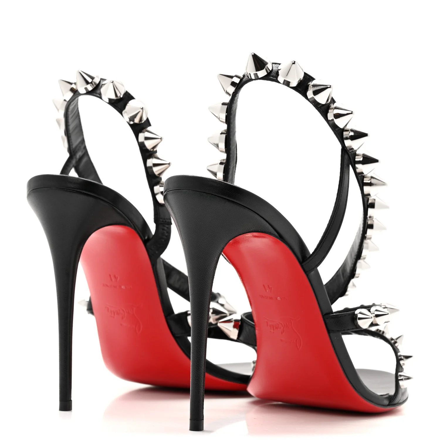 Calfskin Spikita Slingback 100 Stiletto Pumps 41 Black Silver
