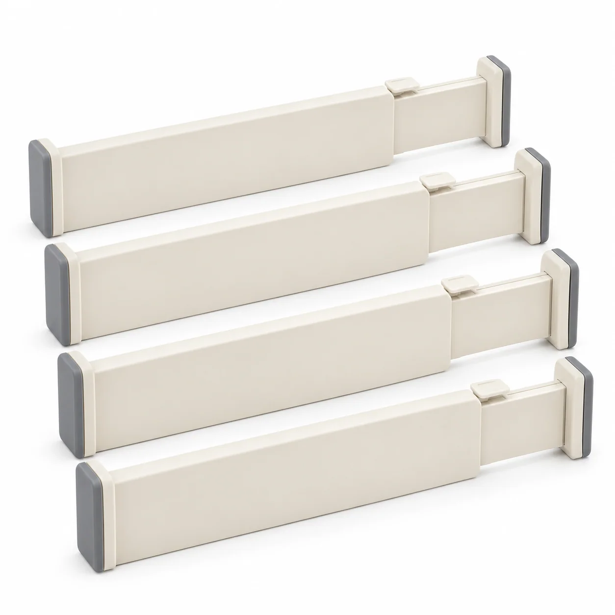 Ivory Compact Adjustable Drawer Dividers, 4-Pack
