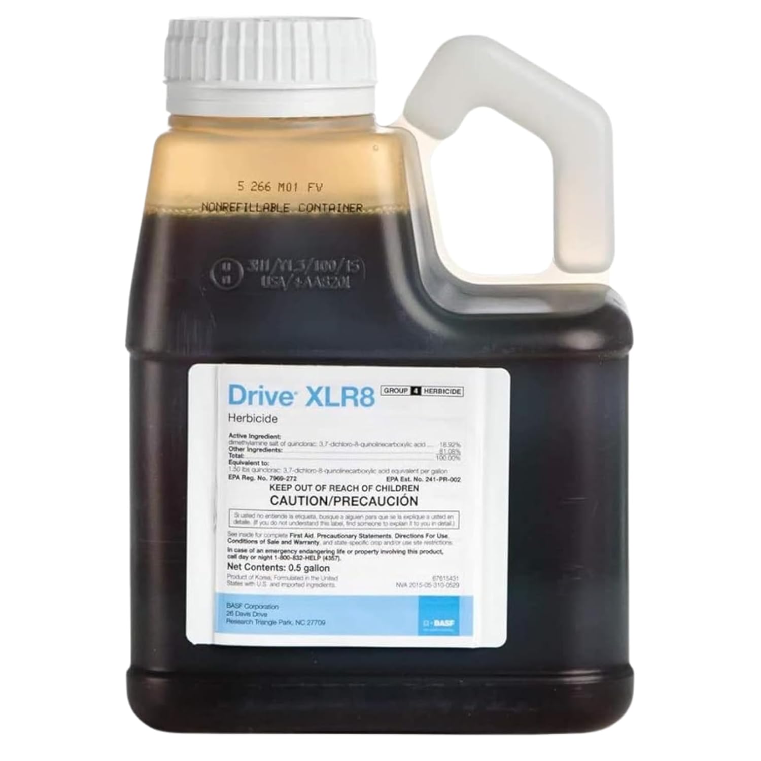 BASF Drive XLR8 Crabgrass Killer for Lawn & Turf, Post-Emergent Grassy & Broadleaf Weed Control, Active Ingredient Quinclorac, 30-Day Residual, Herbicide, Concentrate 64 Ounce